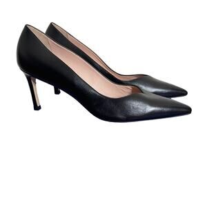 Stuart Weitzman Anny Black Stiletto Pump Leather Black New Size 9.5